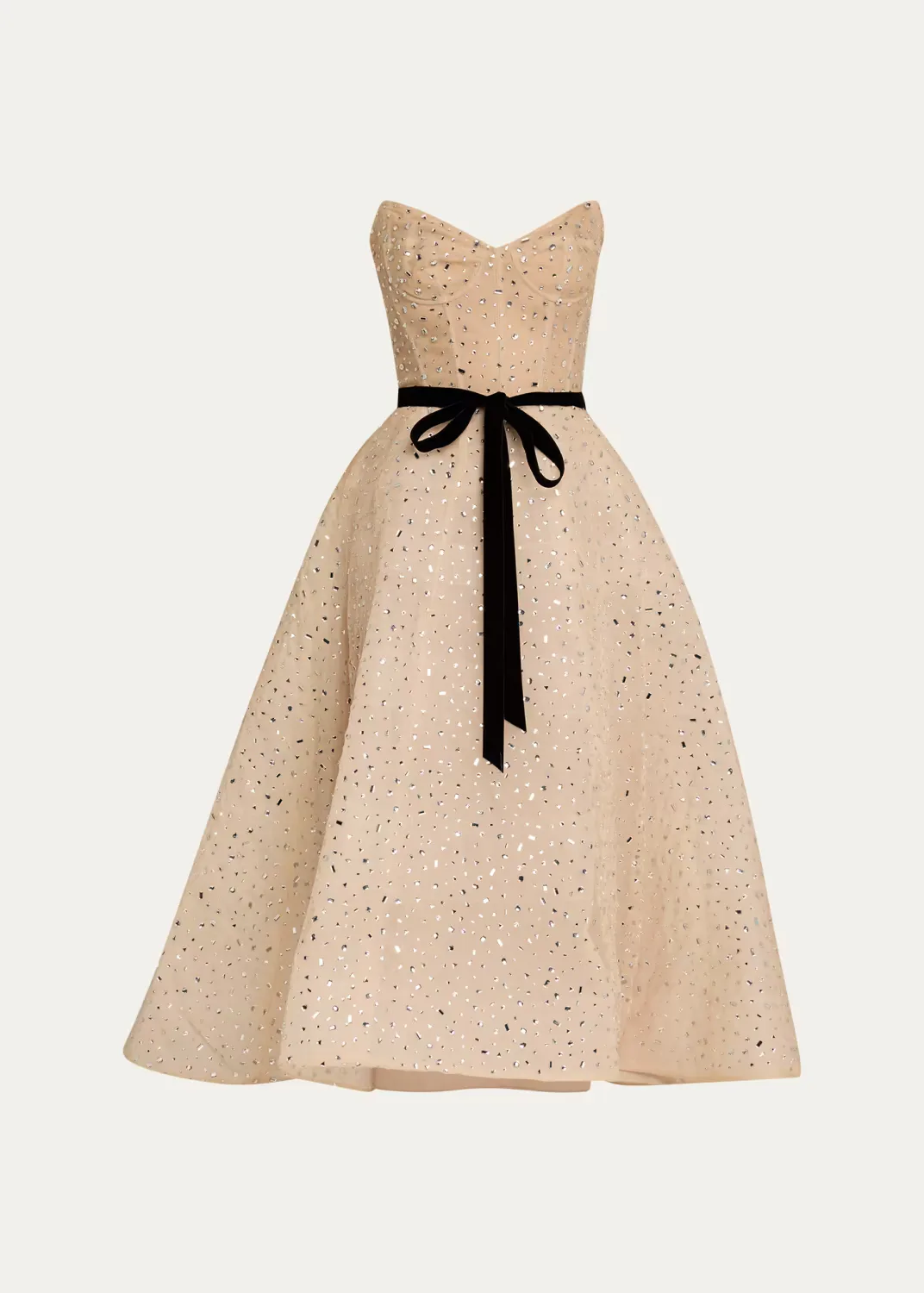 Strapless Crystal Organza Cocktail Dress