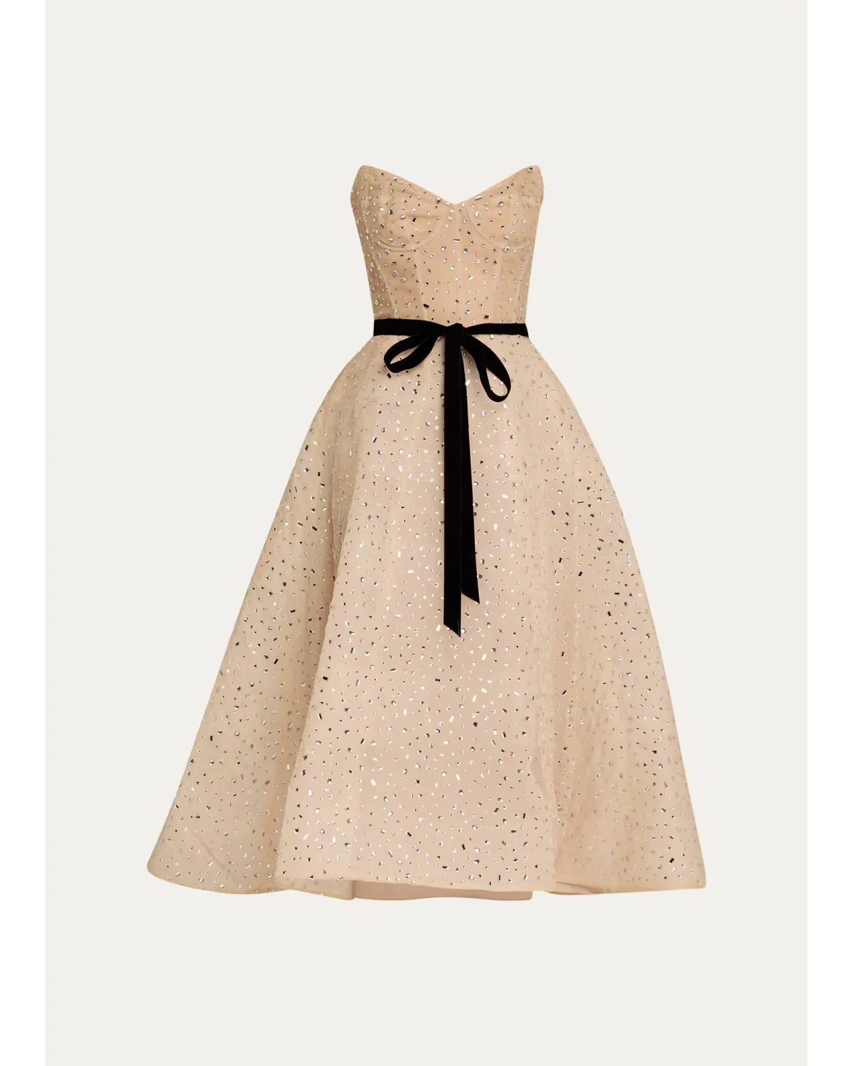 Strapless Crystal Organza Cocktail Dress by Monique Lhuillier
