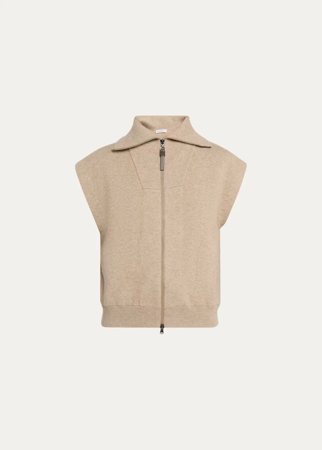 Sleeveless Cashmere Zip Cardigan