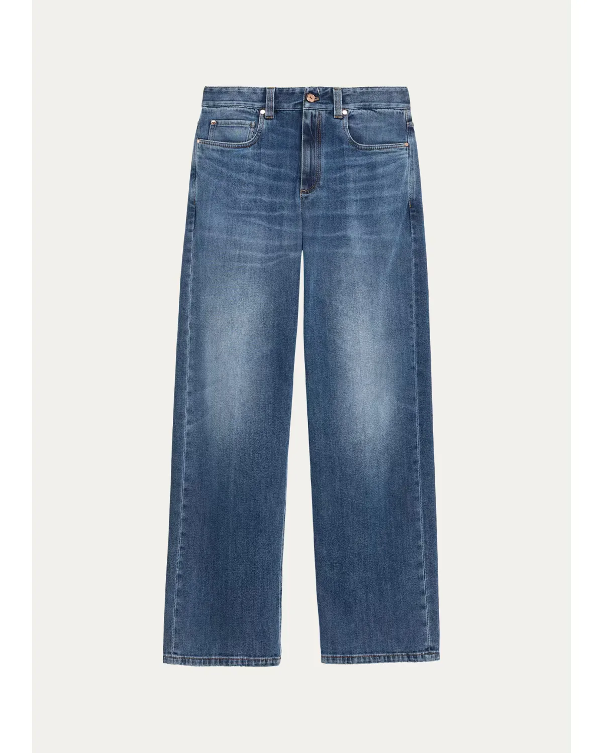 Straight-Leg Medium Wash Denim Jeans by Brunello Cucinelli