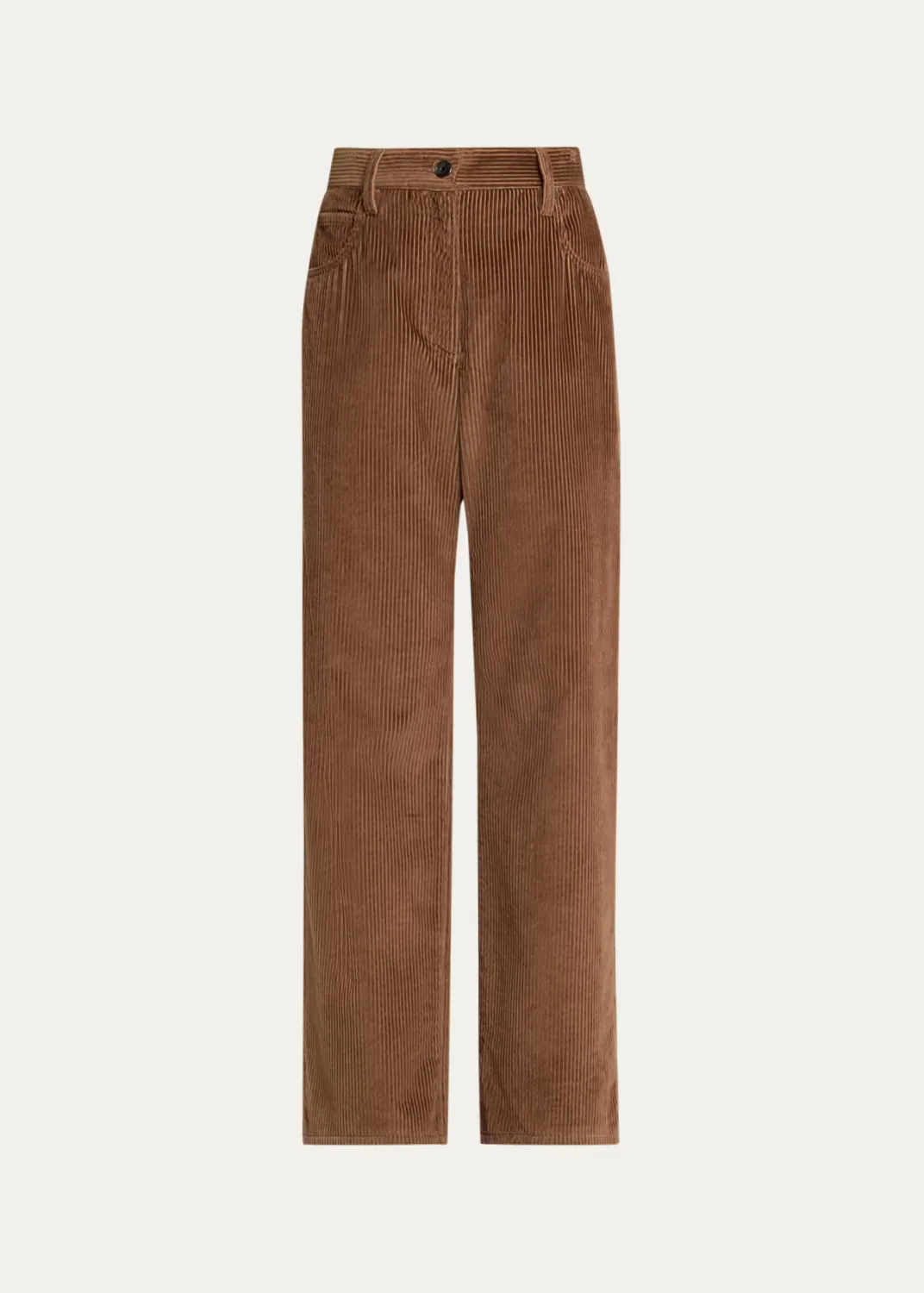 Mid-Rise Corduroy Straight-Leg Pants