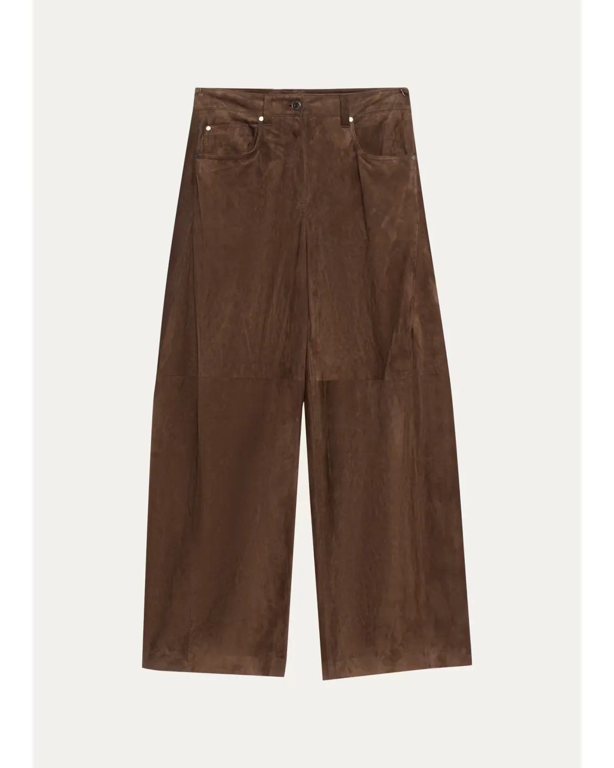Suede Relaxed Wide-Leg Pants by Brunello Cucinelli