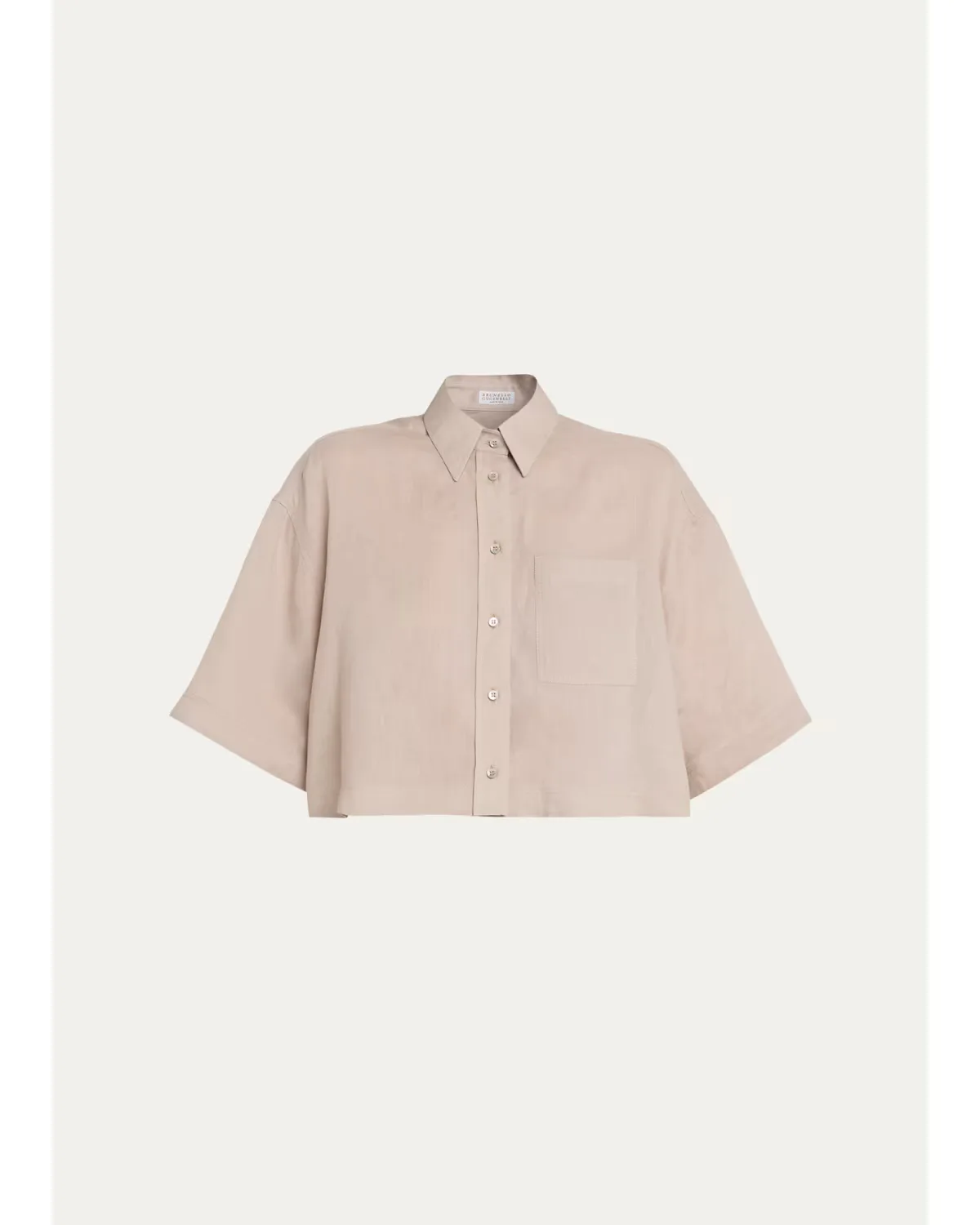 Cropped Button-Down Linen Shirt by Brunello Cucinelli