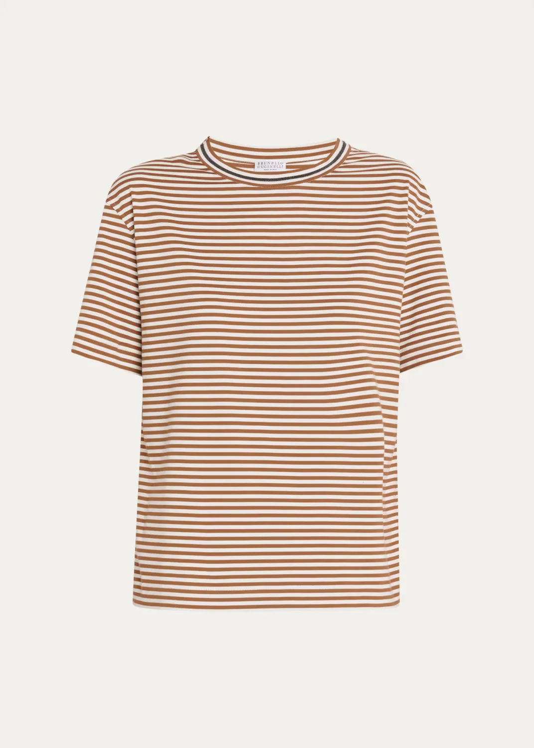 Monili Trim Striped Cotton T-Shirt