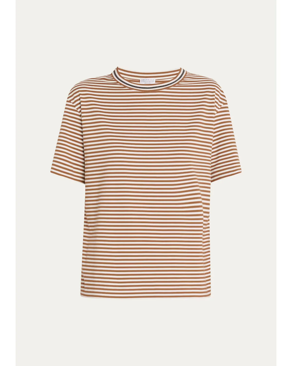 Monili Trim Striped Cotton T-Shirt by Brunello Cucinelli