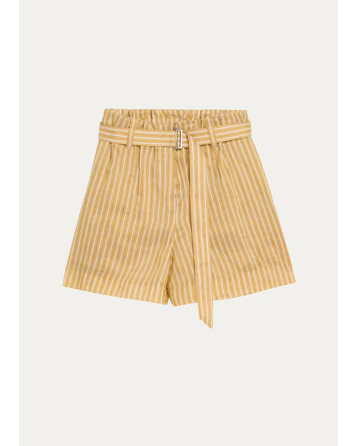 Belted Striped Linen-Silk Bermuda Shorts by Brunello Cucinelli