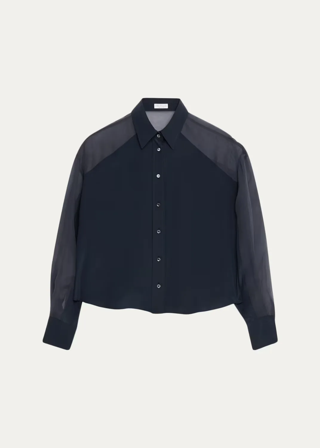 Chiffon Raglan Sleeve Button-Down Shirt