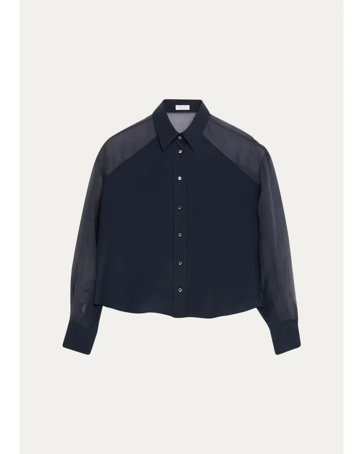 Chiffon Raglan Sleeve Button-Down Shirt by Brunello Cucinelli