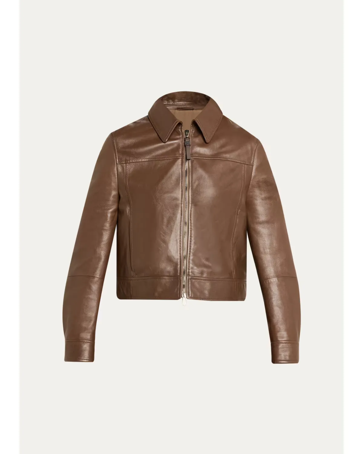 Leather Cropped Jacket by Brunello Cucinelli