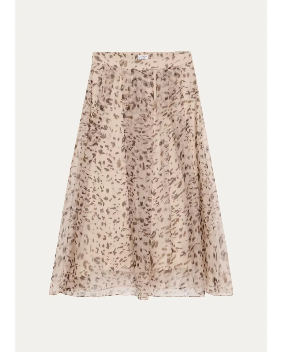 Printed Silk A-Line Midi Skirt by Brunello Cucinelli