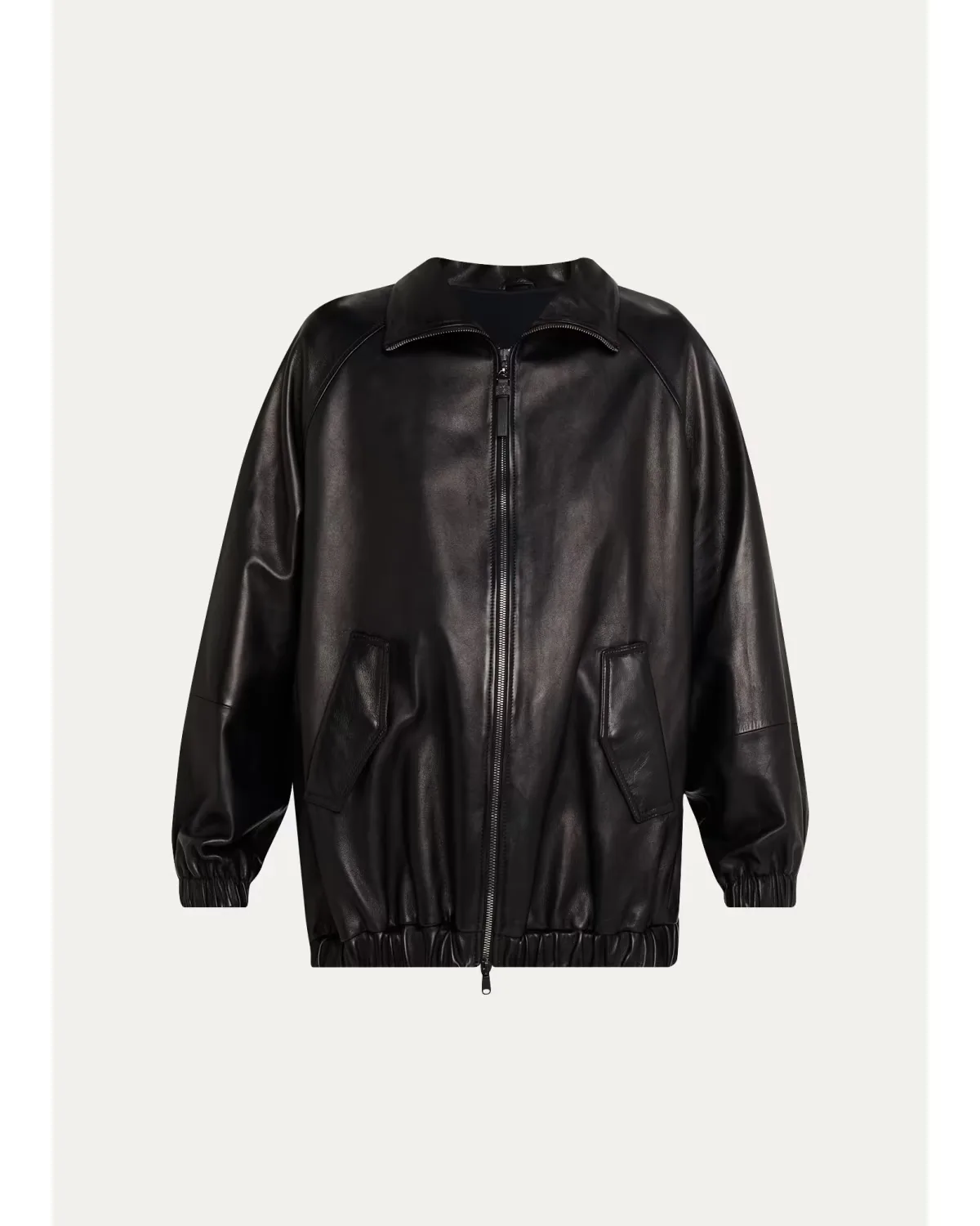 Leather Zip-Front Jacket by Brunello Cucinelli