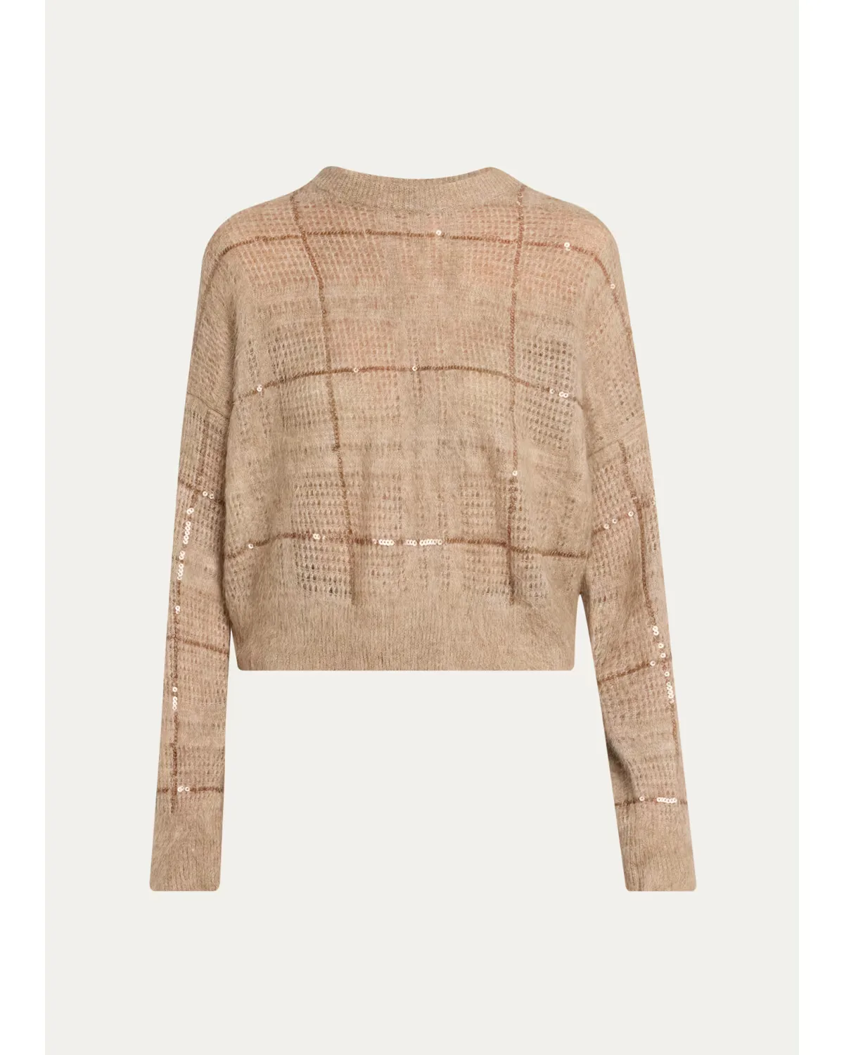 Paillette Check Mohair Crewneck Sweater by Brunello Cucinelli