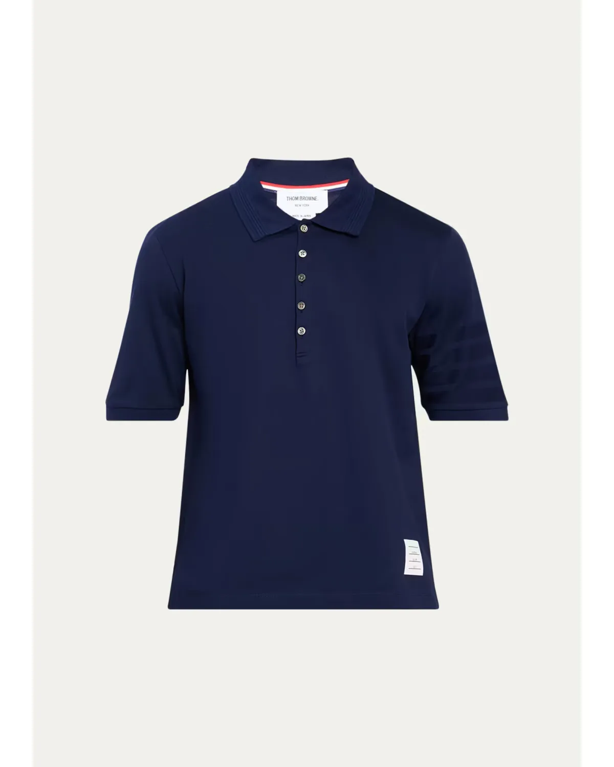 Cotton 4-Bar Sleeve Name Applique Polo Shirt