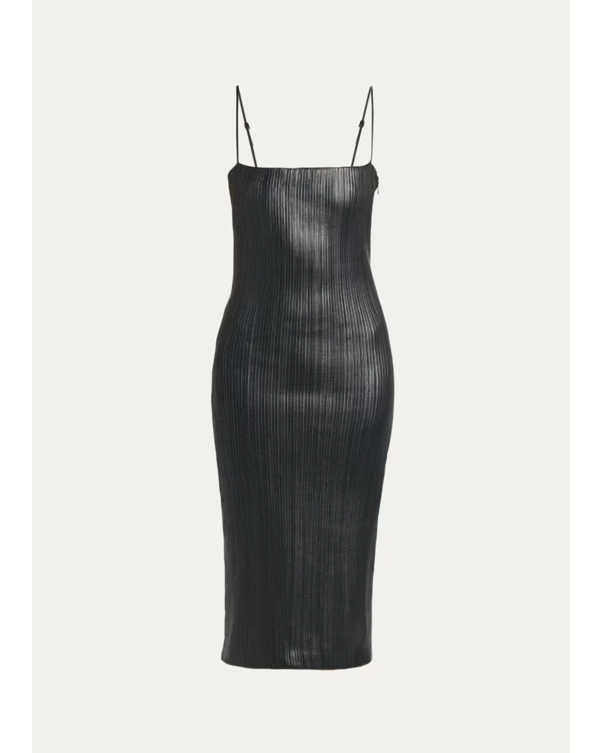 Fluted Leather Sleeveless Midi Dress by Tom Ford