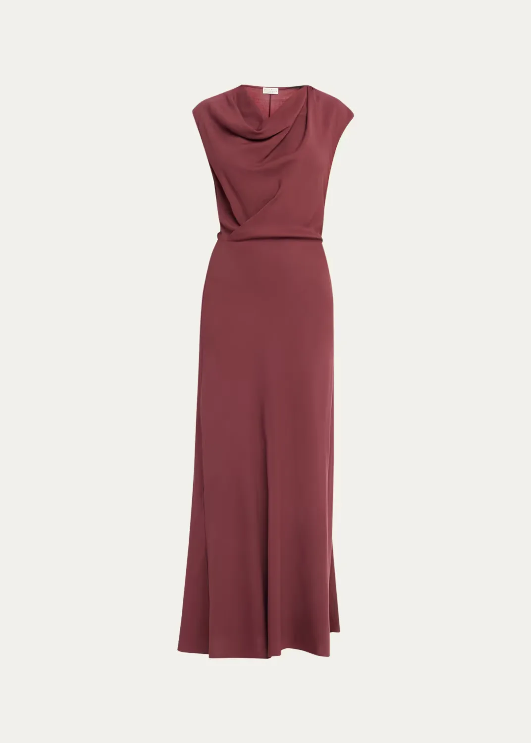 Fluid Wool Twill Cowl-Neck Dress