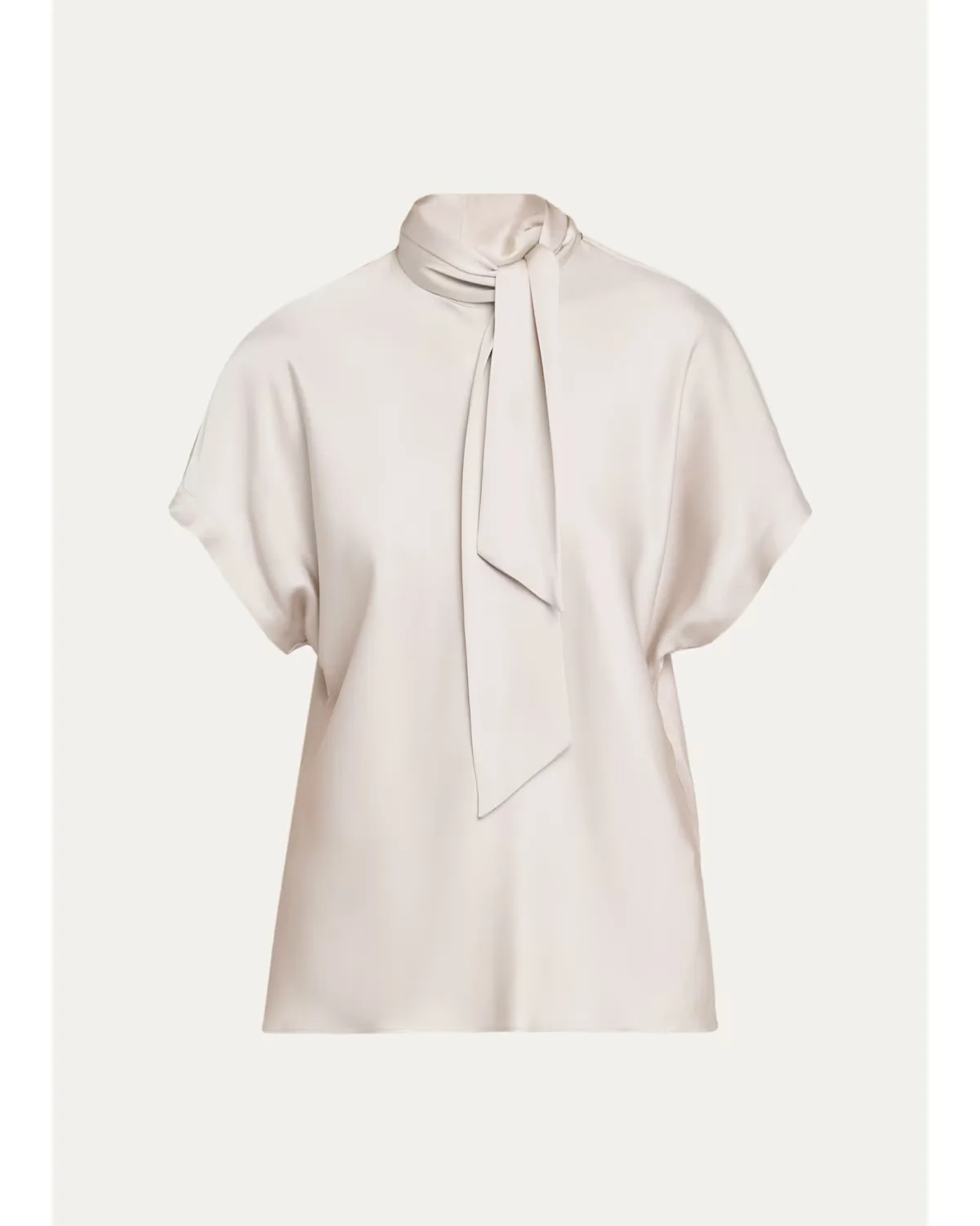 Fluid Silk Satin Top with Scarf Collar