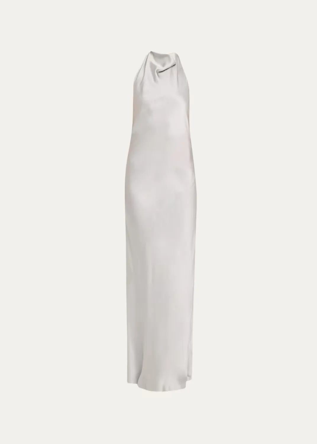 Fluid Silk Satin Cowl Halter Gown