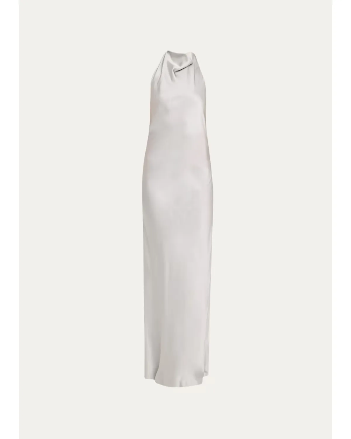 Fluid Silk Satin Cowl Halter Gown by Brunello Cucinelli