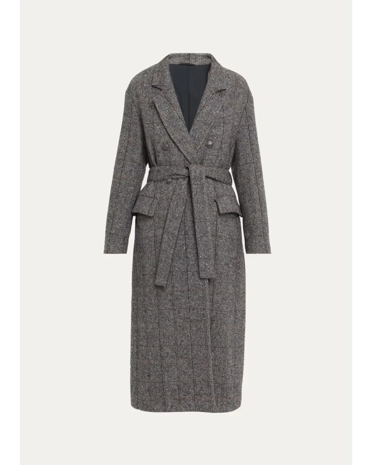 Macrocheck Alpaca Long Coat by Brunello Cucinelli