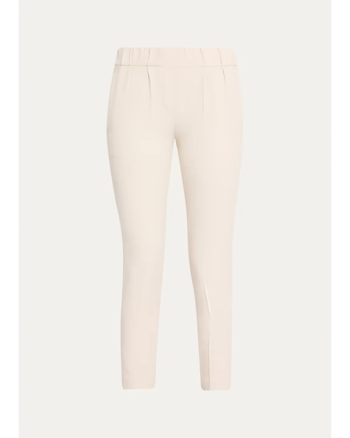 Silk Crepe Slim-Leg Ankle Pull-On Pants