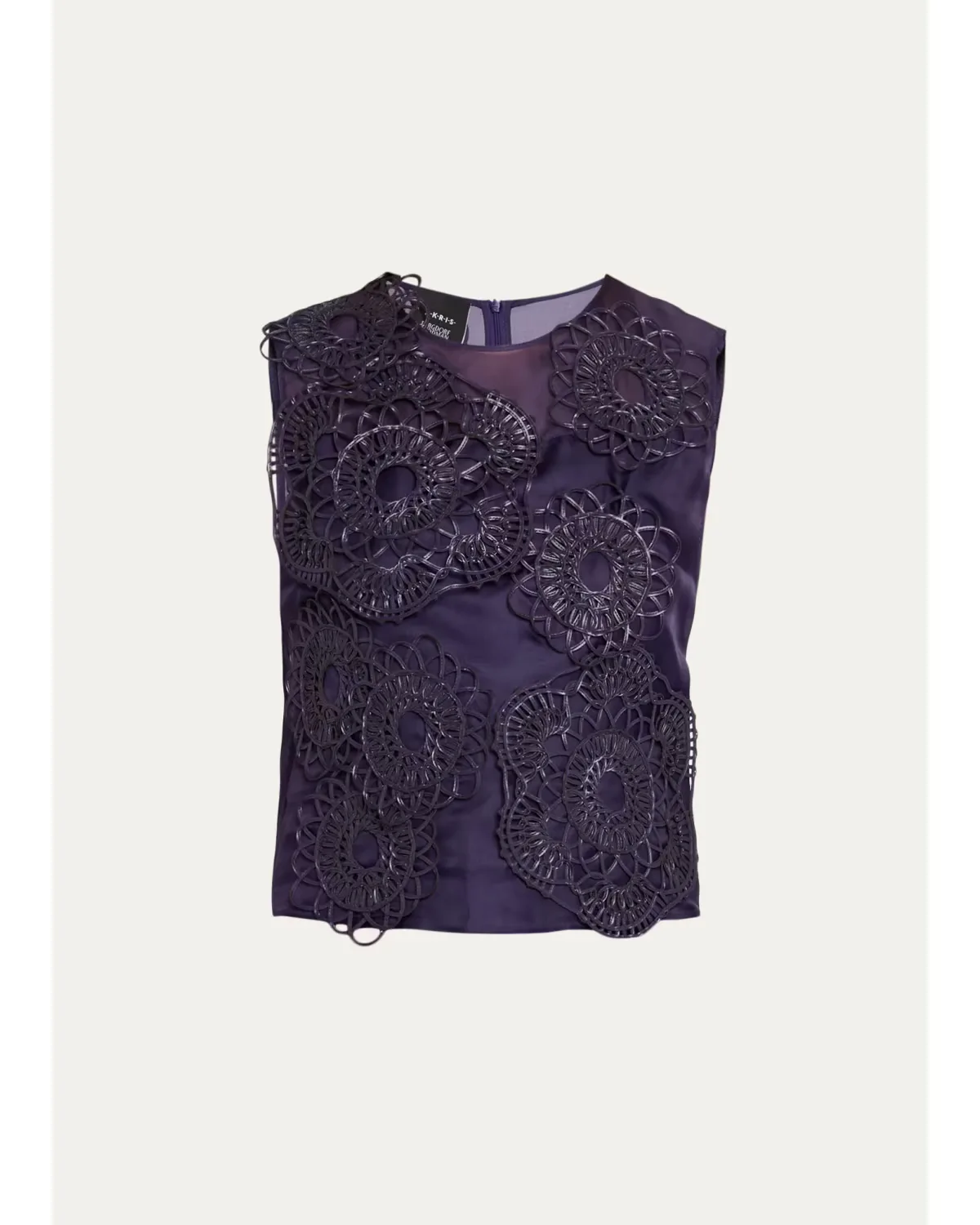 Anemone Embroidered Silk Organza Sleeveless Blouse by Akris