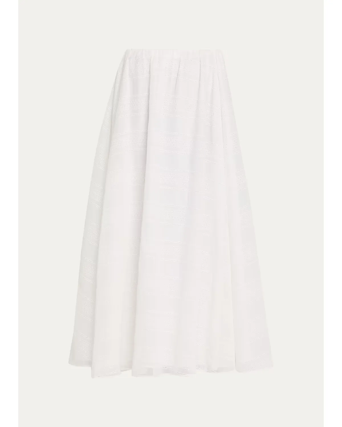 Long Eyelet Cotton Skirt by Brunello Cucinelli