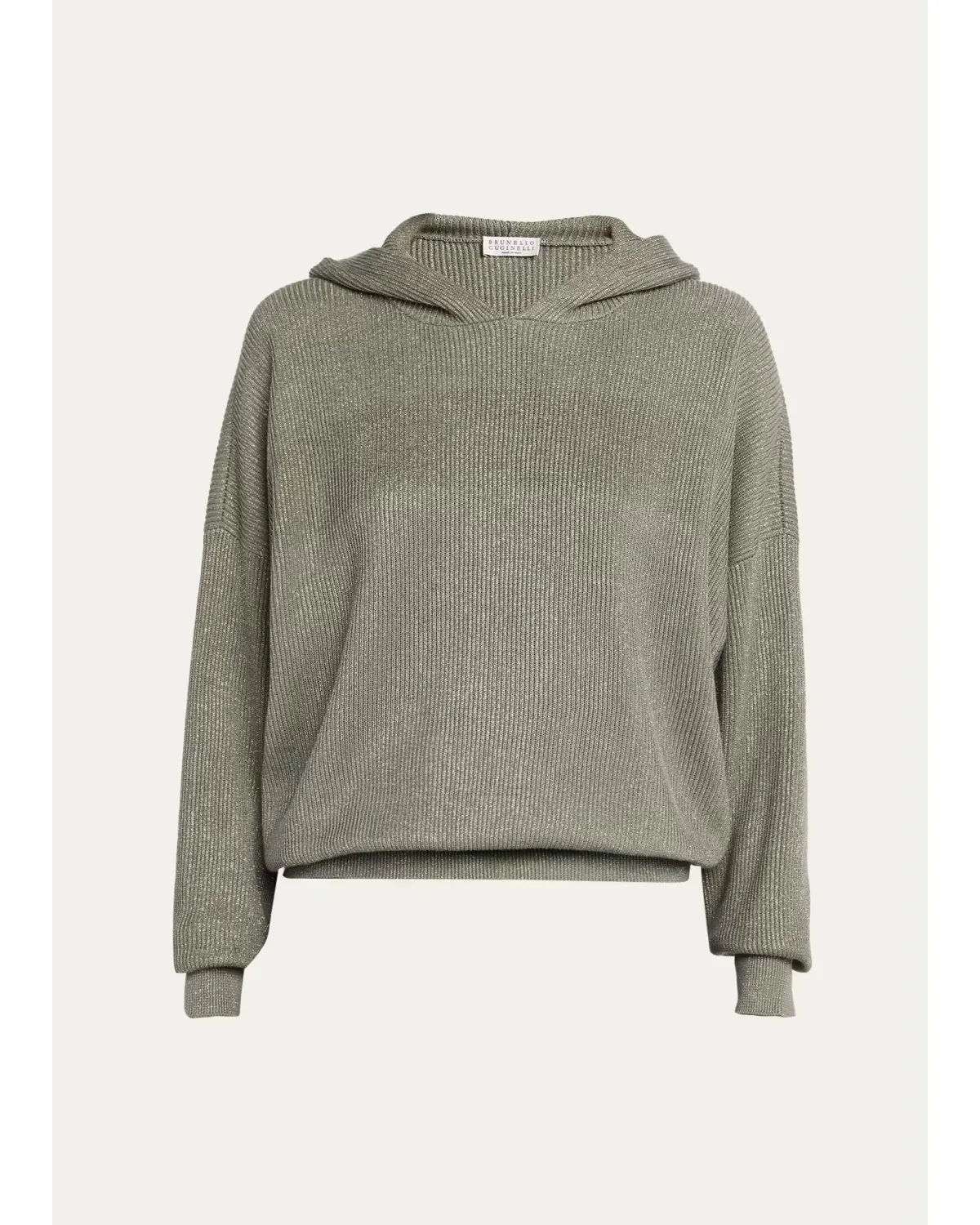 Sparkle Rib Knit Hooded Sweater by Brunello Cucinelli