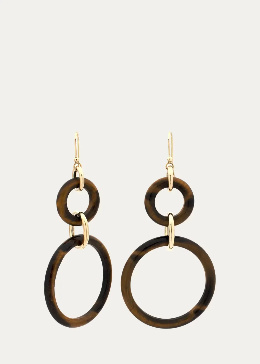 18K Yellow Gold Tigers Eye Drop Earrings by FARAONE MENNELLA by R.F.M.A.S.