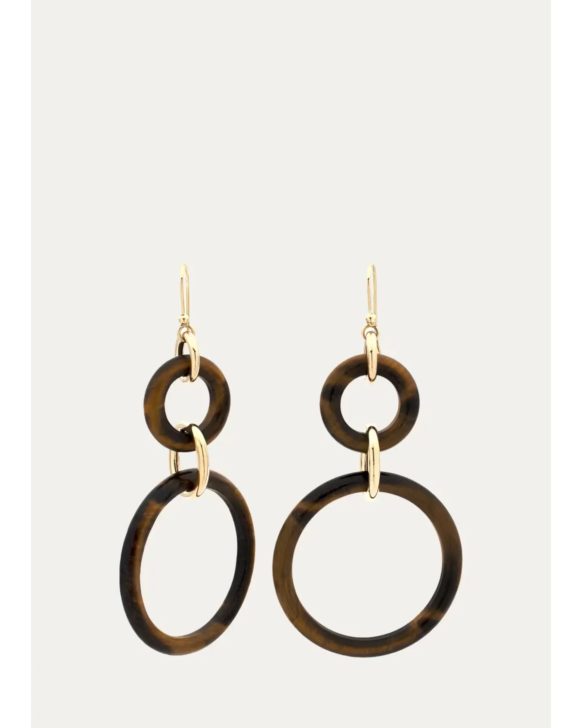 18K Yellow Gold Tigers Eye Drop Earrings by FARAONE MENNELLA by R.F.M.A.S.
