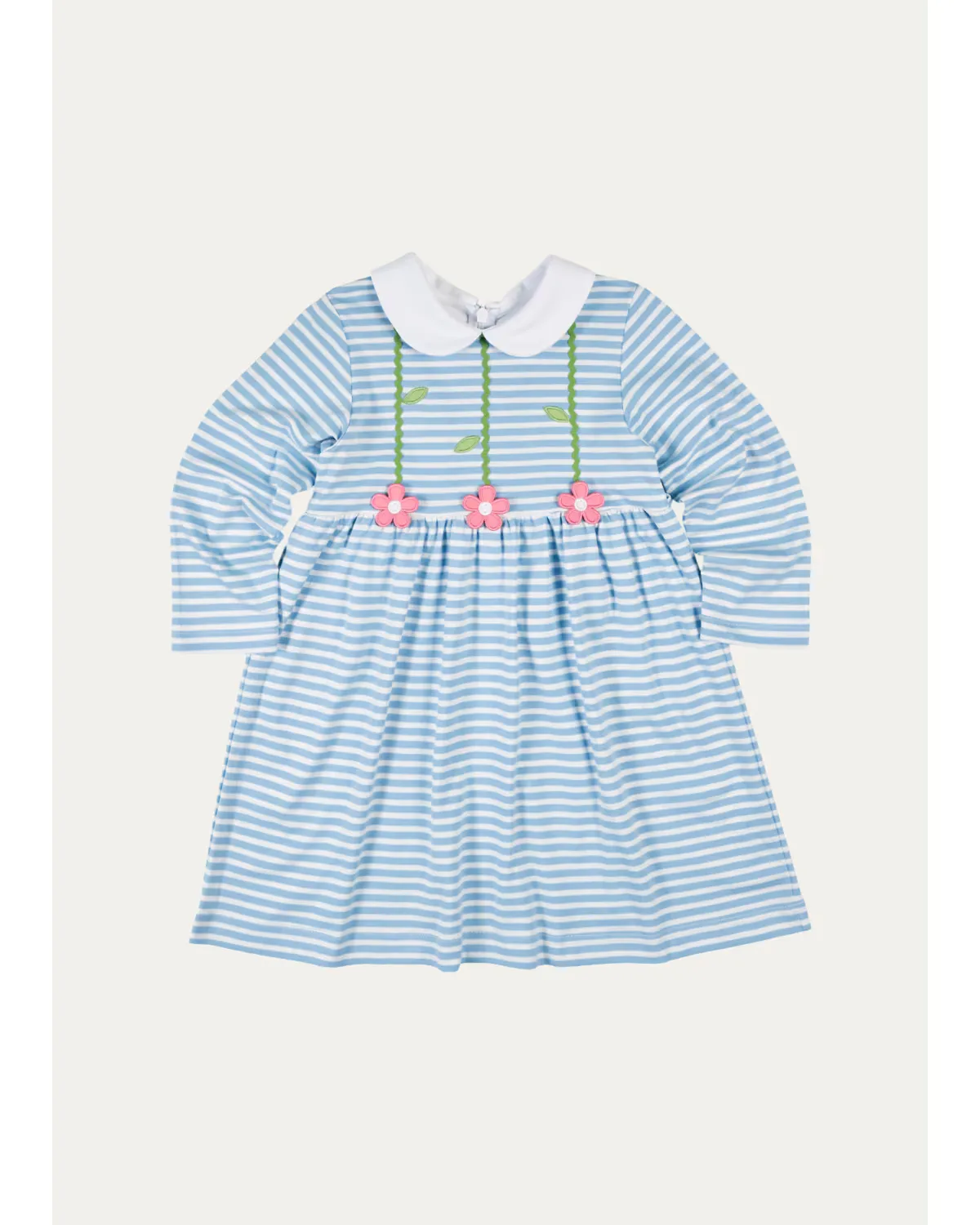 Floral Applique Stripe Knit Dress by Florence Eiseman