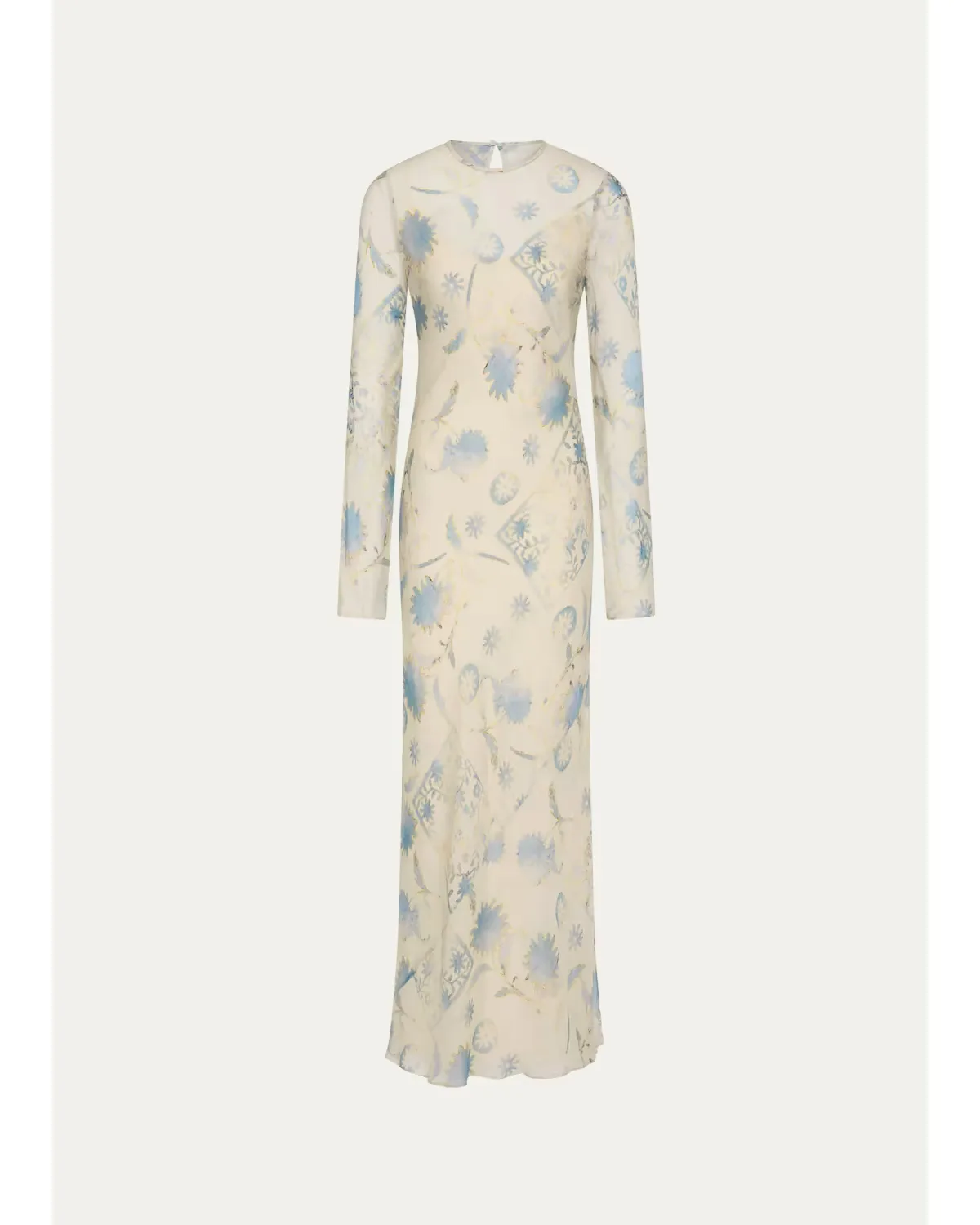 Cecile Floral Chiffon Long-Sleeve Maxi Dress