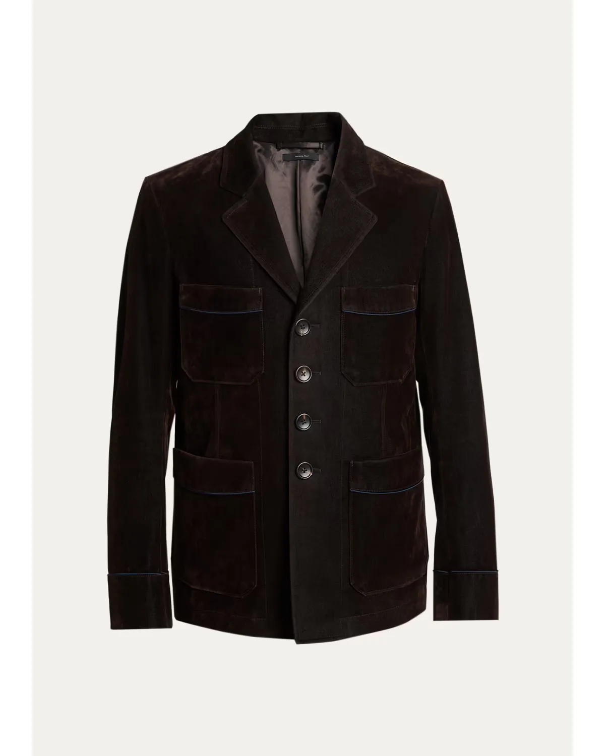 Cotton Velvet Pipe-Trim Patch Pocket Blazer by Tom Ford