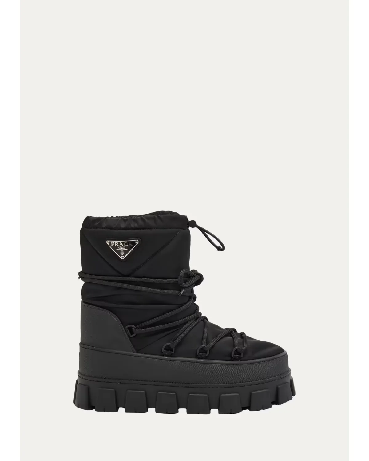 Triangle Logo Lug-Sole Nylon Snow Boots by Prada