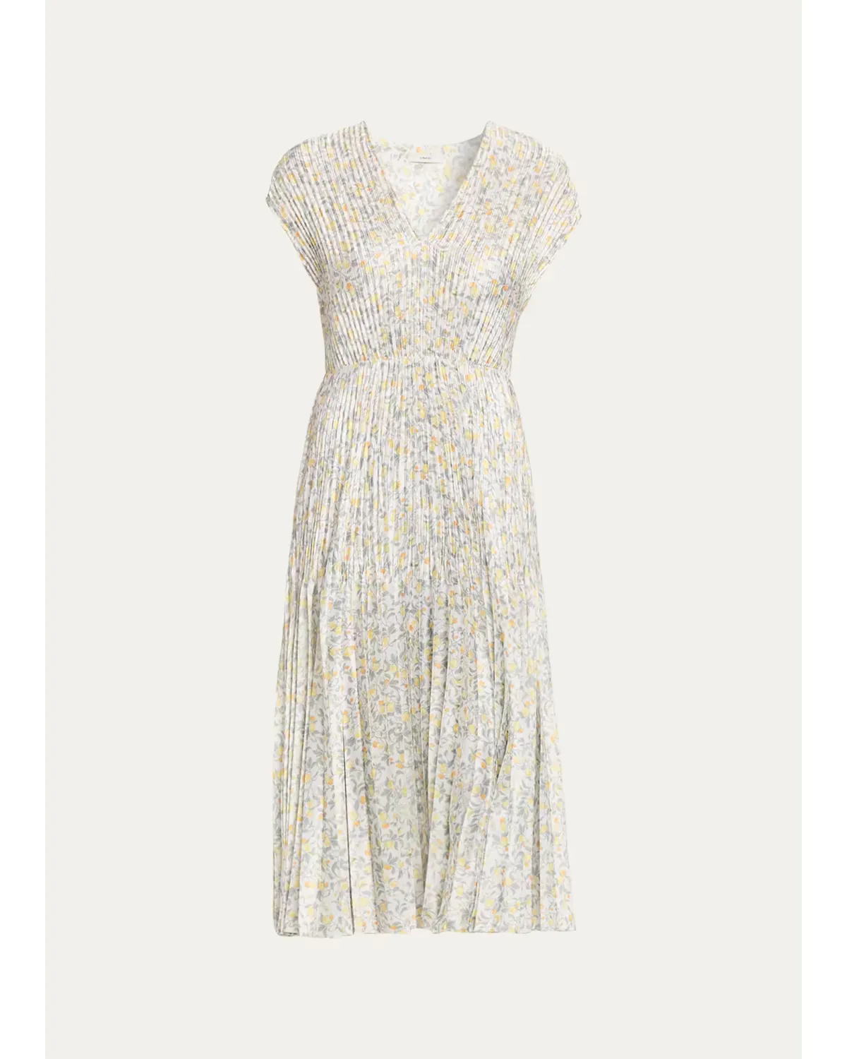 Citrine Bloom Pleated Satin Dress by Vince
