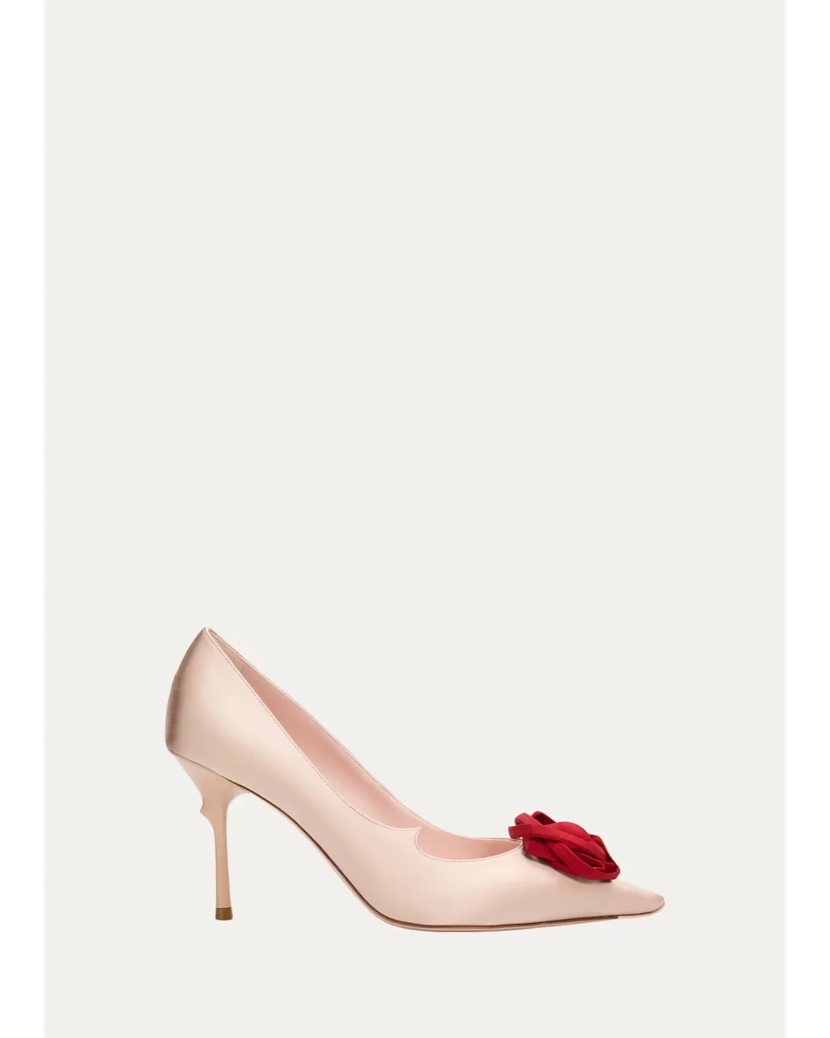 80mm Epine Rose Satin Pumps by Roger Vivier