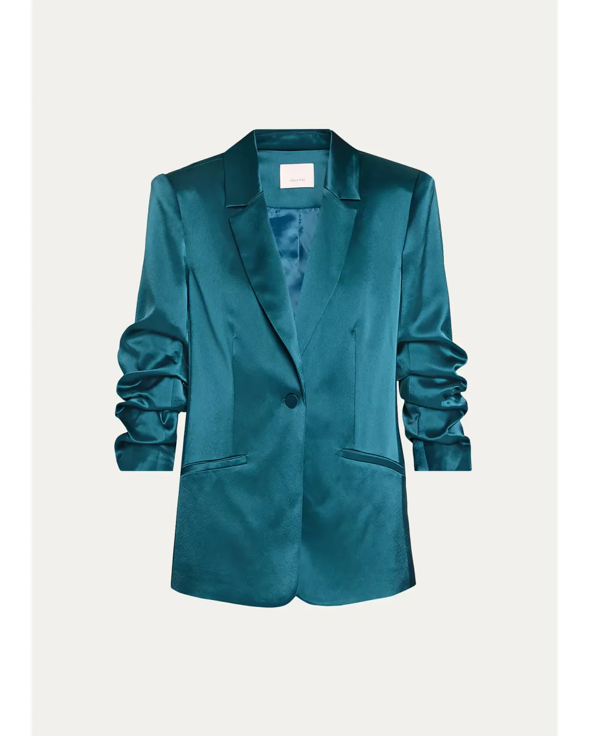 Kylie Scrunched-Sleeve Satin Blazer by Cinq  Sept