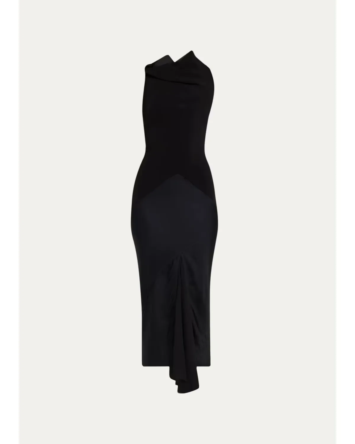 Sliced Mixed-Media Sleeveless Midi Dress by Rick Owens