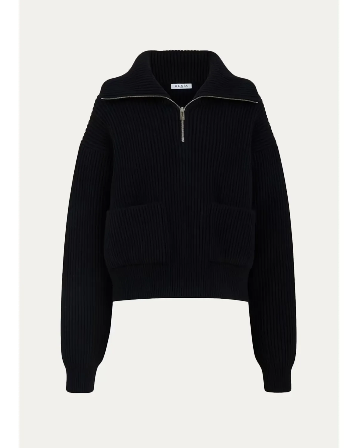 Wool-Cashmere Rib Half-Zip Trucker Sweater by ALAA