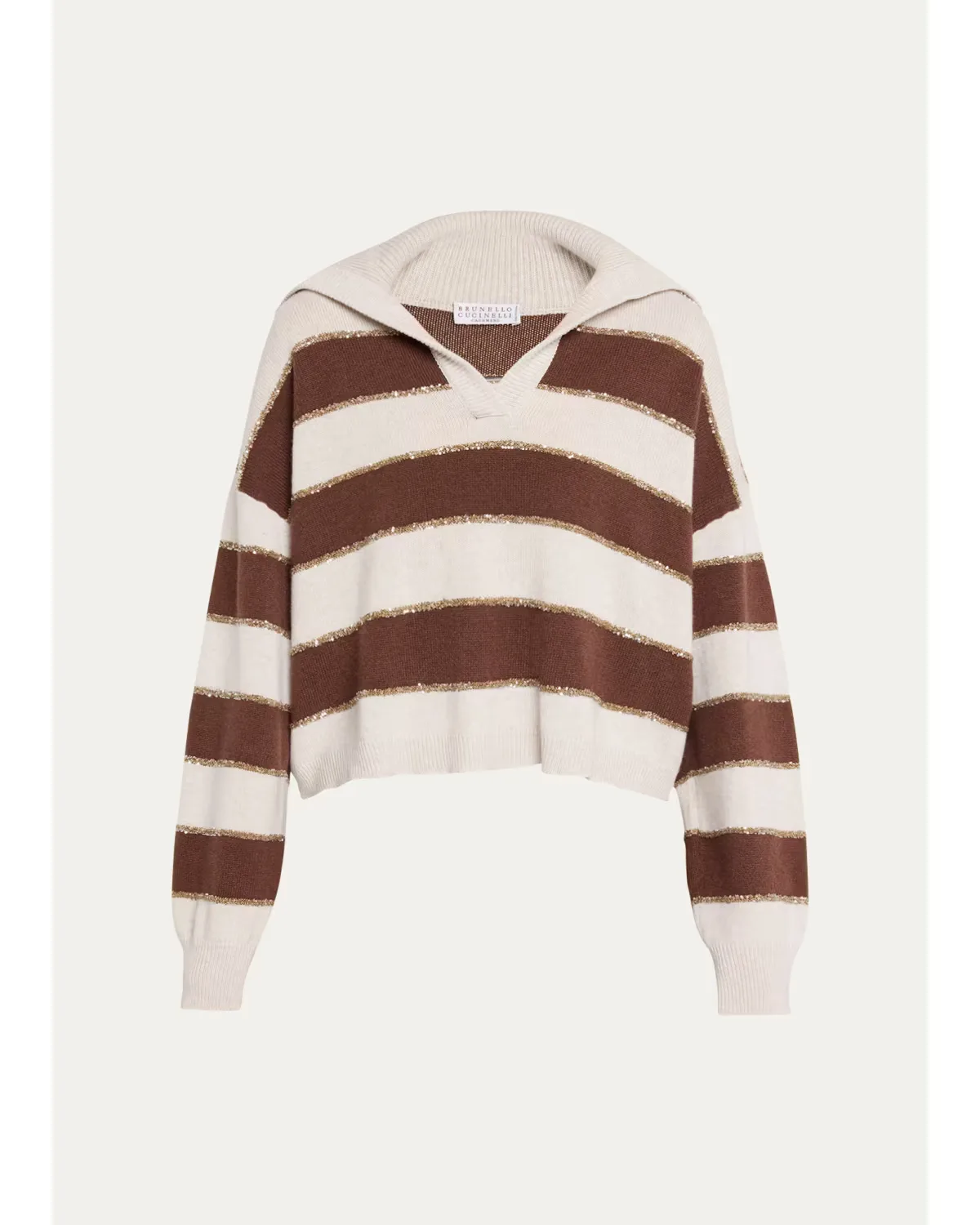 Paillette Striped Cashmere Sailor Sweater by Brunello Cucinelli