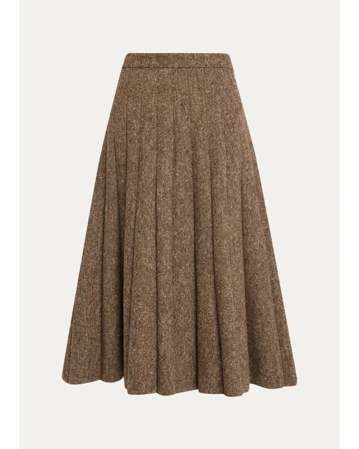 Donegal Wool Tweed Pleated Midi Skirt by Brunello Cucinelli