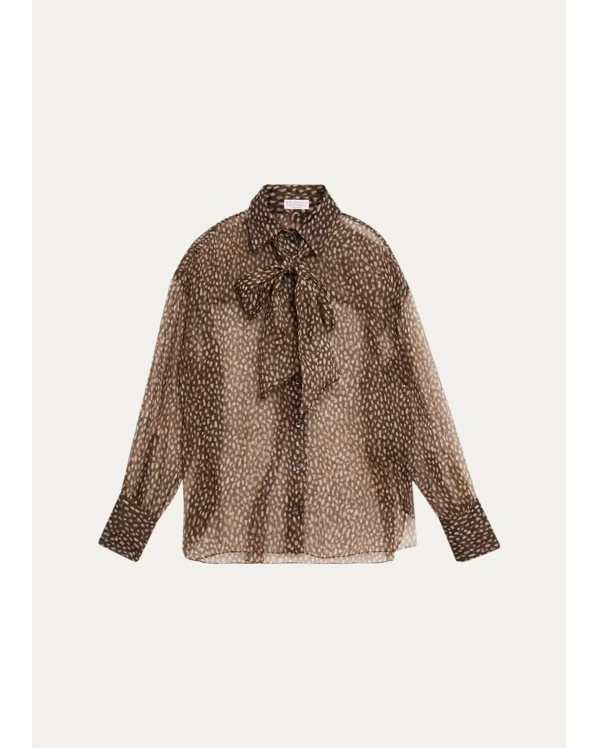 Pois-Lier Print Long-Sleeve Silk Blouse by Brunello Cucinelli