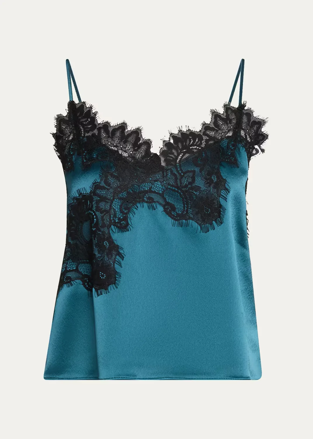 Lace-Trim Satin Top
