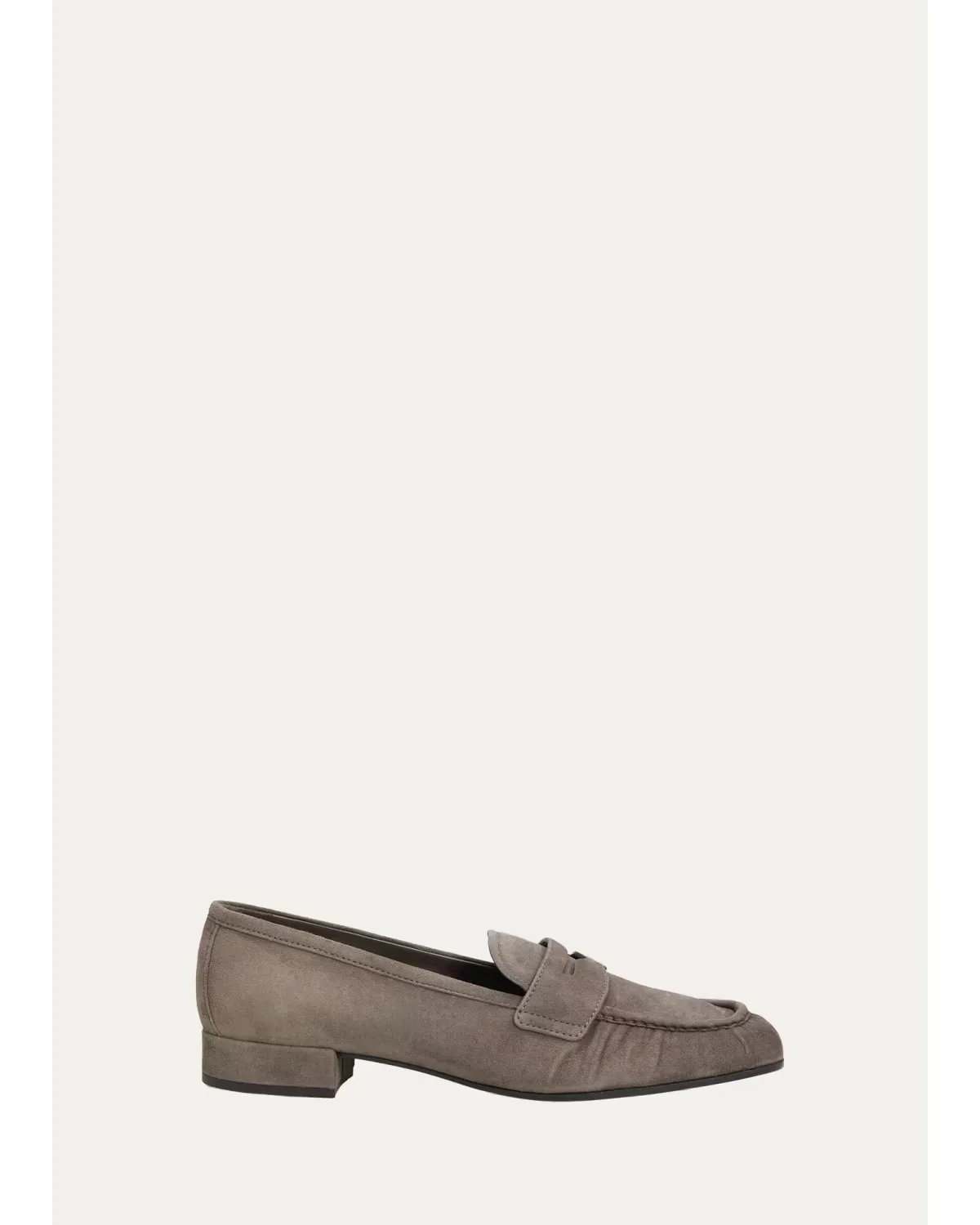 Suede Ruched-Toe Penny Loafers by Prada