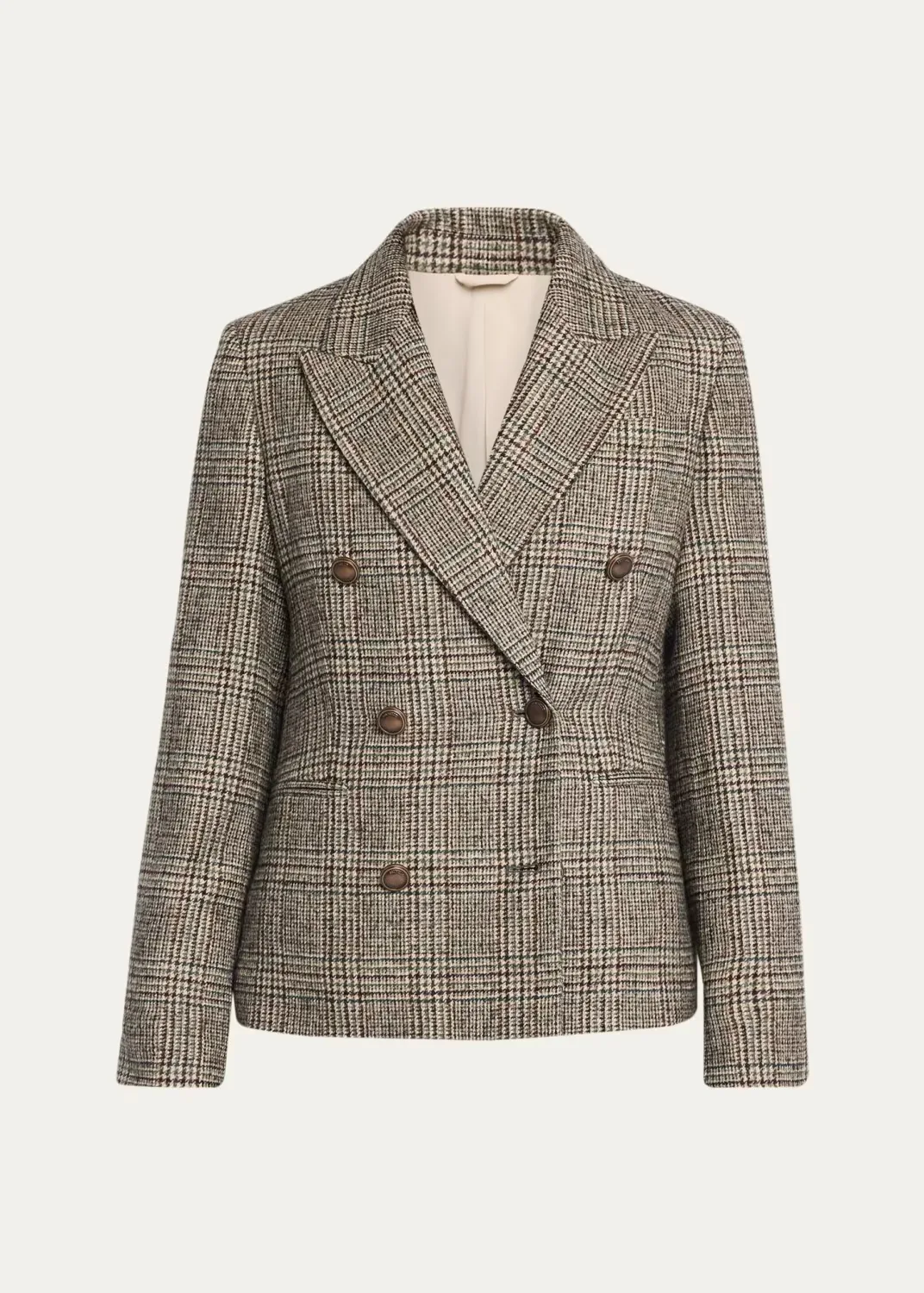 Double-Breasted Prince of Wales Tailored Jacket