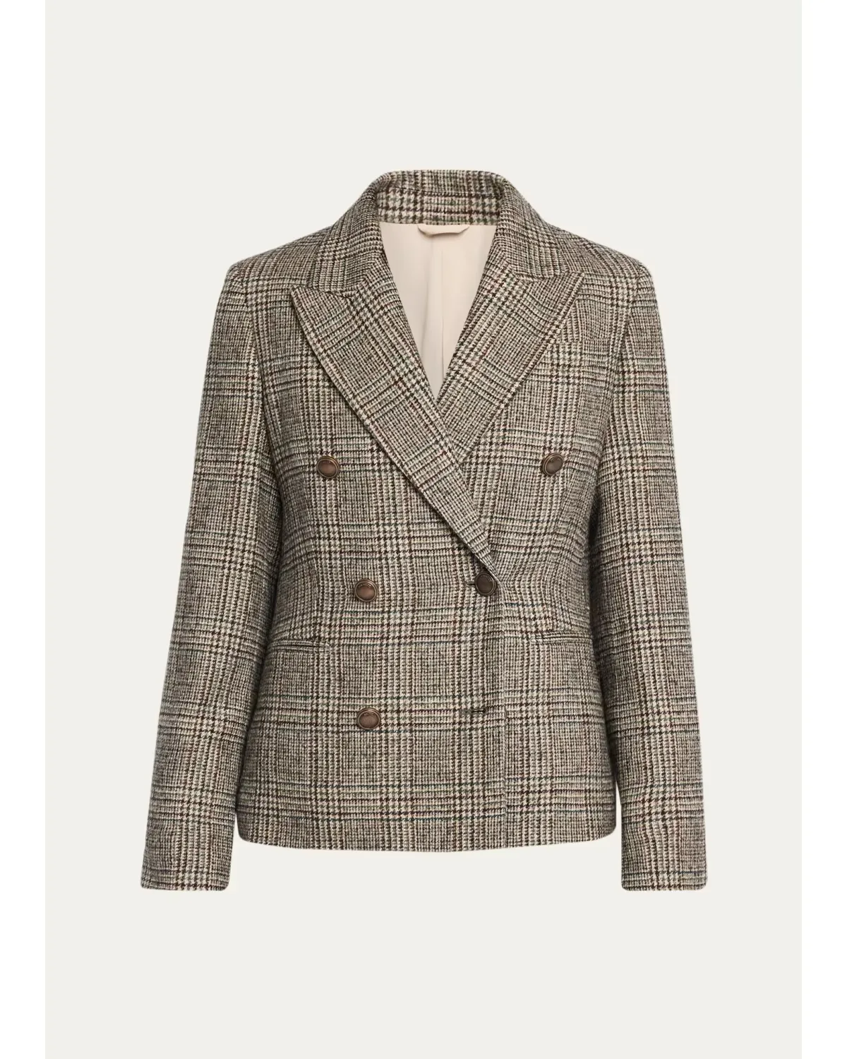 Double-Breasted Prince of Wales Tailored Jacket by Brunello Cucinelli