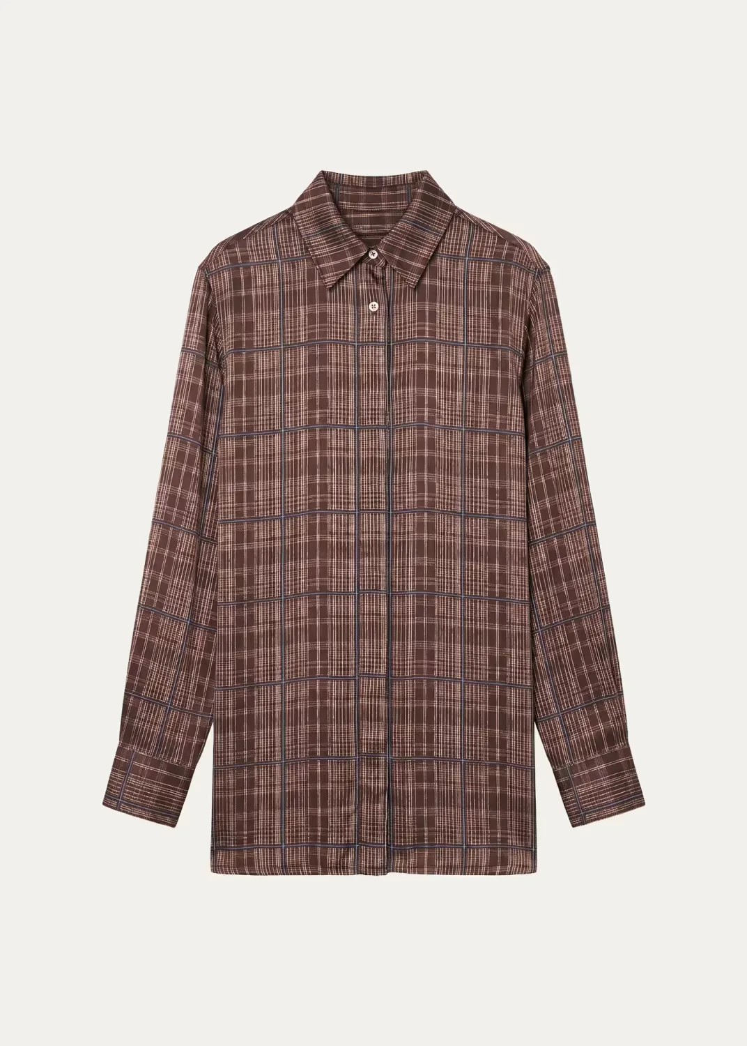 Loose Plaid-Print Viscose Shirt