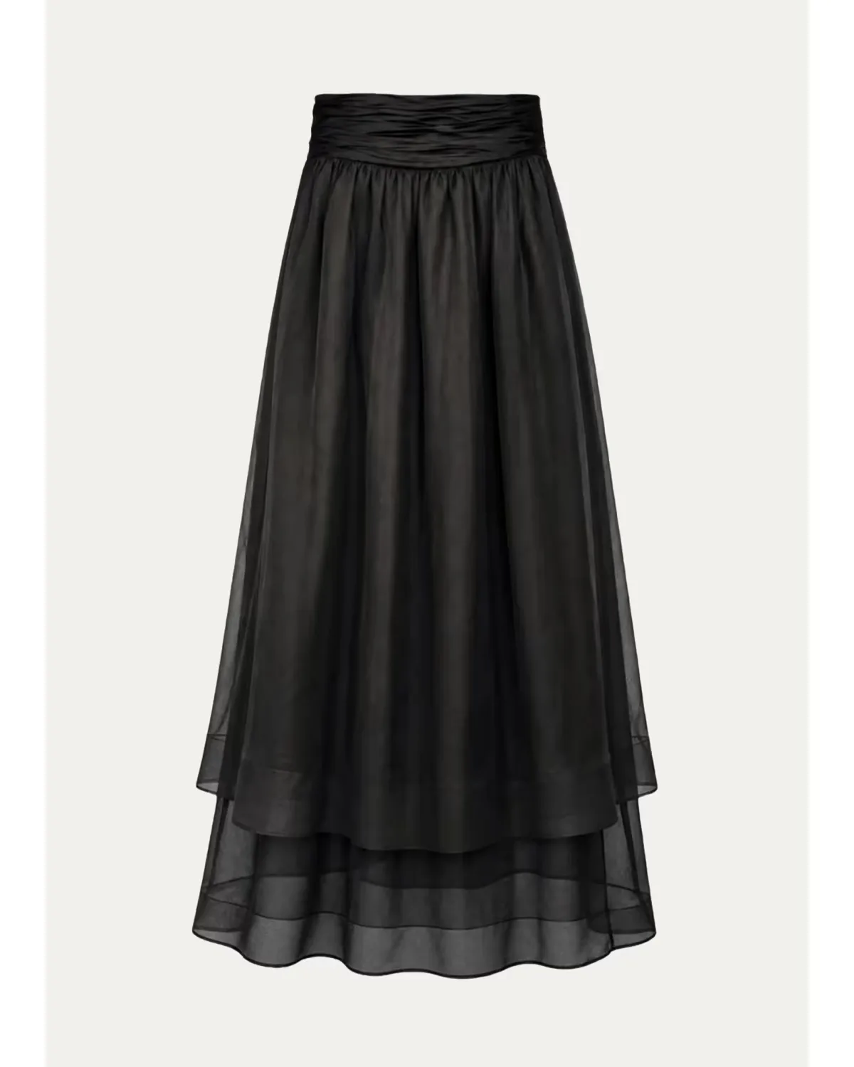 Amber Tiered Sheer Silk Midi Skirt