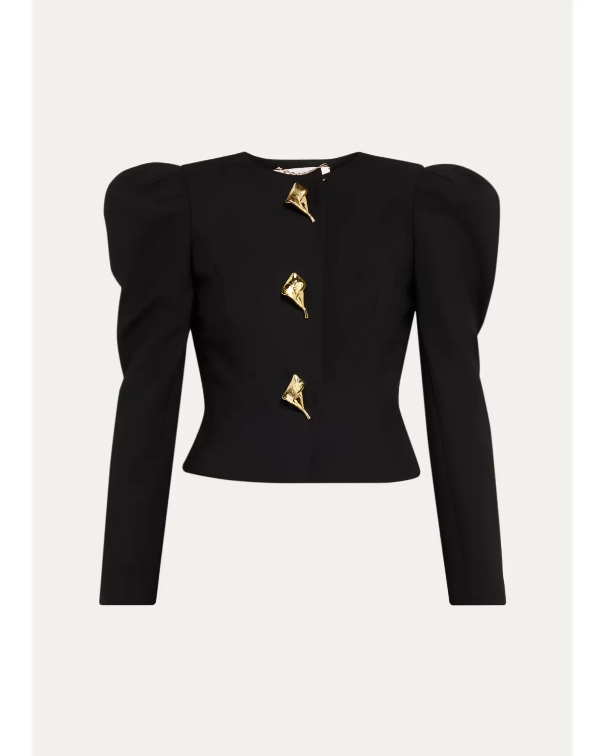 Puff-Sleeve Calla Lily Single-Breasted Fitted Jacket by Carolina Herrera