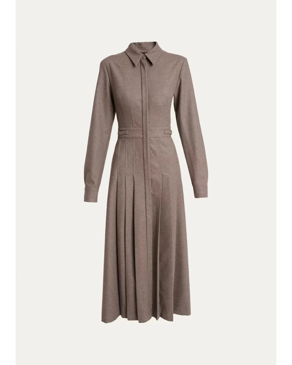 Ethel Cashmere Flannel Long-Sleeve Midi Shirtdress by Gabriela Hearst