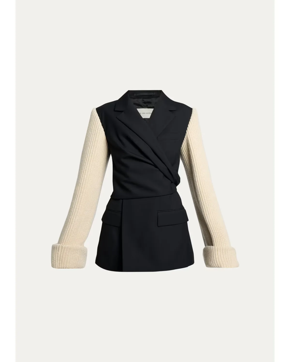 Beline Knit-Sleeves Wrap Blazer Jacket by Dries Van Noten